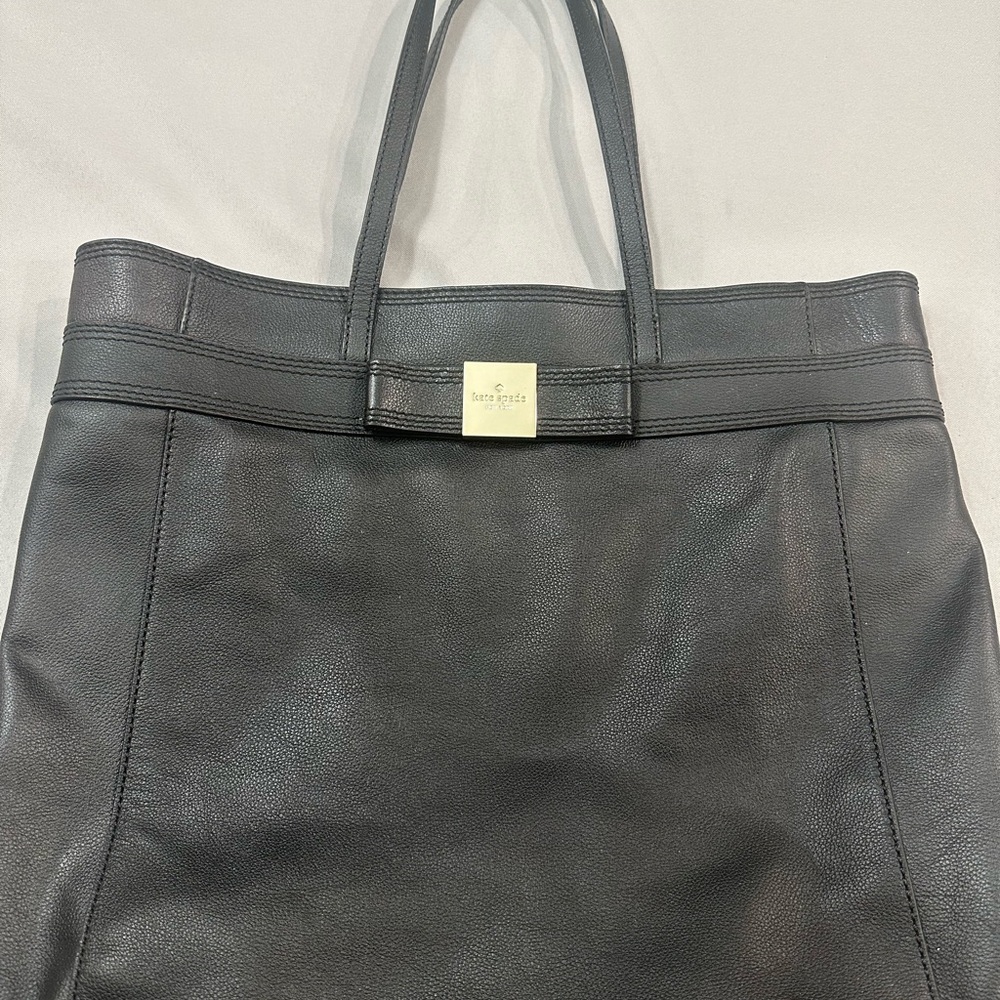 Kate Spade Black Leather Briefcase with Gold Hardware